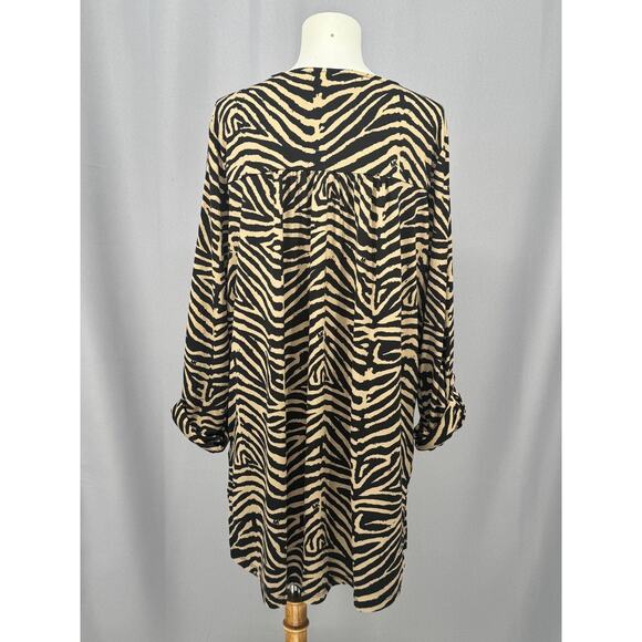 Michael Kors Tunic Womens 1X Zebra Print Zip Front Long Sleeve Animal Pattern - Picture 5 of 9